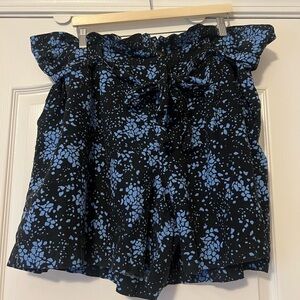 Who What Wear Black Shorts with Blue Pattern